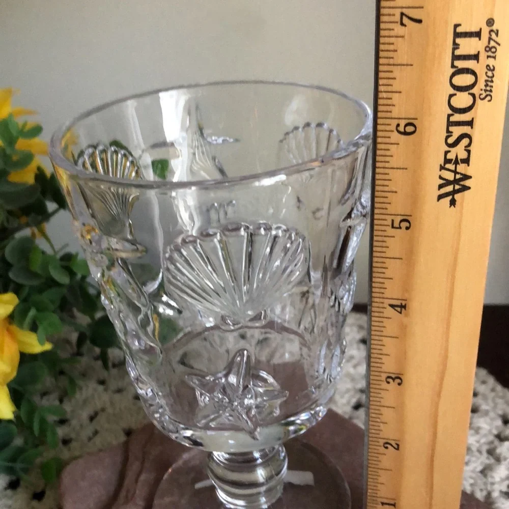 Clear Embossed Coastal Shell Goblet - Set of 2